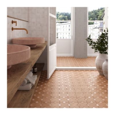 Carrelage effet rustique AL ANDALUS Cabochon Orchard pink Brillant - boîte de 0.13 m2
