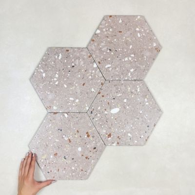 Carrelage Effet Terrazzo Hexagonal AROUSA 25,8x29 cm Rosa | Castorama