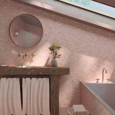 Carrelage Effet Terrazzo Hexagonal AROUSA 25,8x29 Rosa - Les Carreaux de Jean