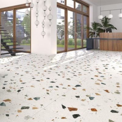 Carrelage Effet Terrazzo STRACCIATELLA 60x60 Blanc - LES CARREAUX DE JEAN