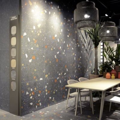 Carrelage Effet Terrazzo STRACCIATELLA 60x60 Noir - Les Carreaux de Jean