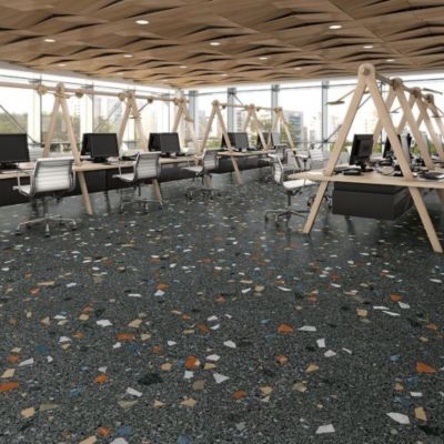 Carrelage Effet Terrazzo STRACCIATELLA 80x80 rectifié Noir - Les Carreaux de Jean
