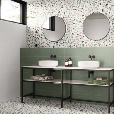 Carrelage effet Terrazzo Vert STAY 20x20 Green - Les Carreaux de Jean