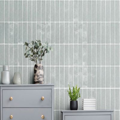 Carrelage effet zellige 6x20 cm LAUREL CLAY BLUE
