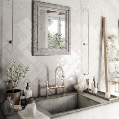 Carrelage Effet Zellige Blanc NOLITA Blanco 6,5x20 cm