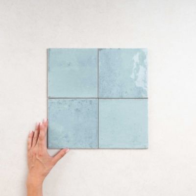 Carrelage Effet Zellige Bleu Ciel AGADIR - Agua 14,7x14,7 cm