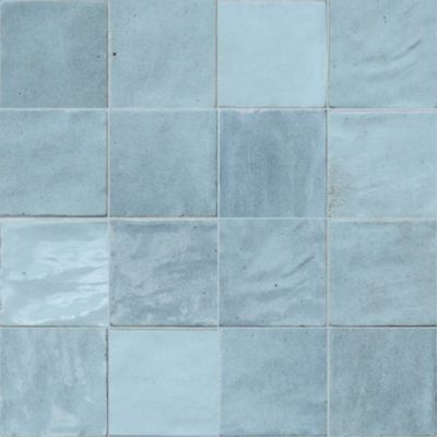 Carrelage effet Zellige Bleu Clair 10x10x0,85 cm Brillant Orisel - Mur intérieur (vendu par carton de 0,6 m²) - RO'MA CARRELAGE