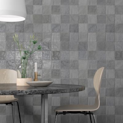 Carrelage effet Zellige Gris 10x10x0,85 cm Brillant Orisel - Mur intérieur (vendu par carton de 0,6 m²) - RO'MA CARRELAGE