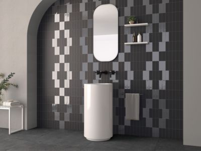 Carrelage effet Zellige Noir 14,6x4,8x0,8 cm Brillant Bravio - Mur intérieur (vendu par carton de 0,42 m²) - RO'MA CARRELAGE