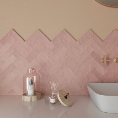 Carrelage Effet Zellige Rose NOLITA Rosa 6,5x20 cm