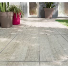 Carrelage extérieur Stripe wood blanc 30 x 60 cm