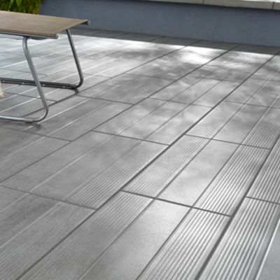 Carrelage extérieur Stripe wood gris 30 x 60 cm