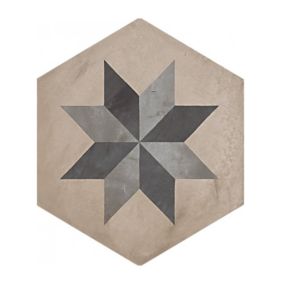 Carrelage hexagonal motif étoile - TERRA STELLA HEXAGONAL25x21,6 cmGRIS