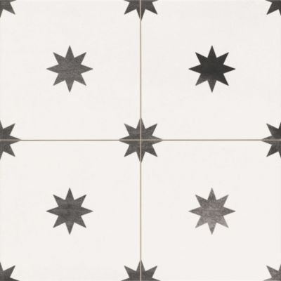 Carrelage Imitation Carreaux de Ciment Blanc Étoile STAR 44x44 White- Les Carreaux de Jean