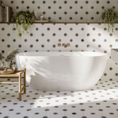 Carrelage Imitation Carreaux de Ciment Blanc Étoile STAR 44x44 White- Les Carreaux de Jean