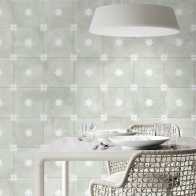 Carrelage Imitation Carreaux de Ciment Vert Étoile STAR 44x44 Sage - Les Carreaux de Jean