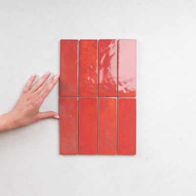 Carrelage intérieur Effet Zellige Rouge BEJMAT 5x15 cm Carmin