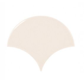 Carrelage mur écaillon de poisson uni beige brillant 10,6x12 cm SCALE FAN CREAM