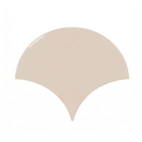 Carrelage mur écaillon de poisson uni beige brillant 10,6x12 cm SCALE FAN GREIGE