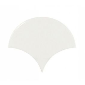 Carrelage mur écaillon de poisson uni blanc brillant 10,6x12 cm SCALE FAN WHITE