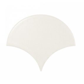 Carrelage mur écaillon de poisson uni blanc mate 10,6x12 cm SCALE FAN WHITE MATT