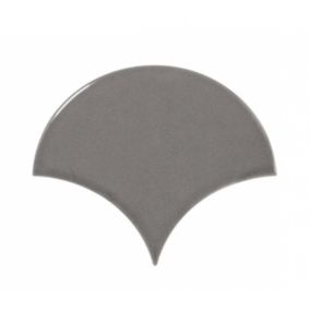 Carrelage mur écaillon de poisson uni gris brillant 10,6x12 cm SCALE FAN DARK GREY