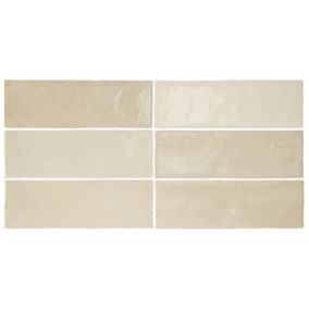 Carrelage mur effet zellige bejmat beige 6,5x20 cm ARTISAN OCHRE (vendu par boite de 0.50m2)