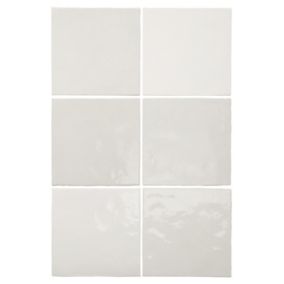 Carrelage mur effet zellige bejmat blanc 13,2x13,2 cm ARTISAN WHITE (vendu par boite de 1m2)