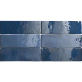 Carrelage mur effet zellige bejmat bleu 6,5x20 cm ARTISAN COLONIAL BLUE(vendu par boite de 0.50m2)