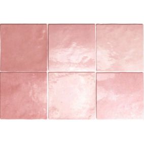 Carrelage mur effet zellige bejmat rose 13,2x13,2 cm ARTISAN ROSE MALLOW (vendu par boite de 1m2)