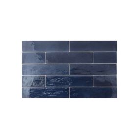 Carrelage mur effet zellige bleu  brillant 6x24,6 cm TRIBECA BLUE NOTE