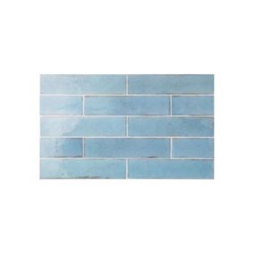 Carrelage mur effet zellige bleu brillant 6x24,6 cm TRIBECA WATERCOLOUR