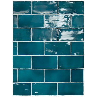 Carrelage mur effet zellige bleu turquoise 7,5x15 cm MANACOR GLACIER