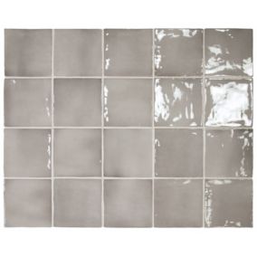 Carrelage mur effet zellige gris 10x10 cm MANACOR MERCURY GREY(vendu par boite de 0.50m2)