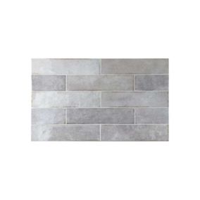 Carrelage mur effet zellige gris  brillant 6x24,6 cm TRIBECA GREY WHISPER