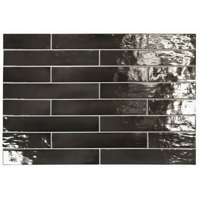 Carrelage mur effet zellige noir 6,5x40 cm MANACOR BLACK