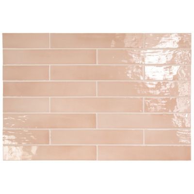 Carrelage mur effet zellige rose 6,5x40 cm MANACOR BLUSH PINK