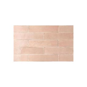 Carrelage mur effet zellige rose brillant 6x24,6 cm TRIBECA TEA ROSE