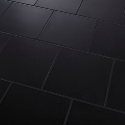 Carrelage mur et sol noir L.33 x l.33 cm x ép.8,5 mm, Pescaro