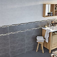Carrelage mur gris effet béton 20 x 60 cm Romana