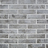Carrelage mur gris effet brique 6 x 25 cm Brixton