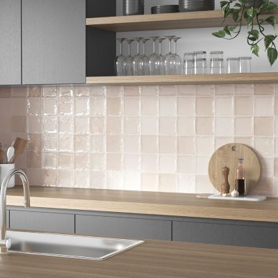 Carrelage mur intérieur/exterieur. Grès cérame Zellige Ivoire  12x12 cm x ép 8,3 mm