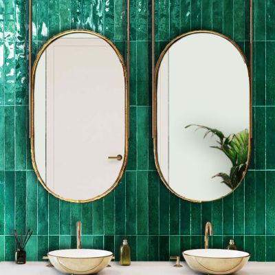 Carrelage mur Nair Green Brillant 5x30. Format allongé