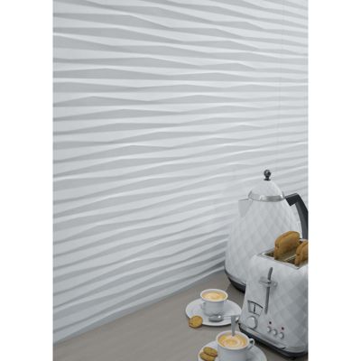 Carrelage mur relief effet béton 32x99 cm PAMUKKALE R BLANCO