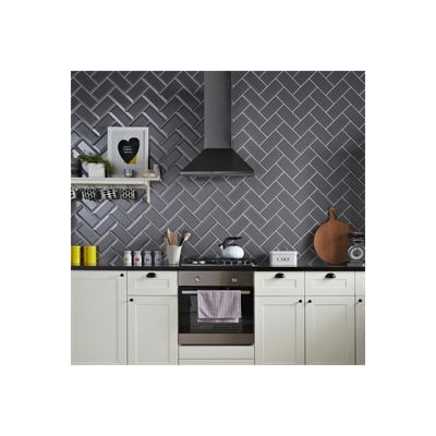 Carrelage mur relief métro parisien uni gris anthracite brillant  10x20 cm METRO DARK GREY