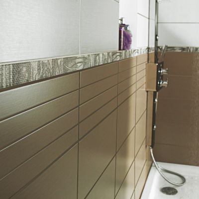 Carrelage mur taupe effet bois 20 x 50 cm Ema | Castorama