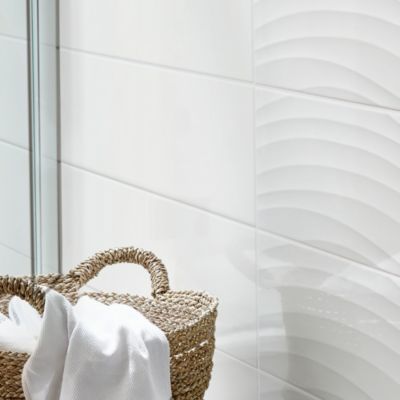 Carrelage mural blanc 20 x 60cm Plain