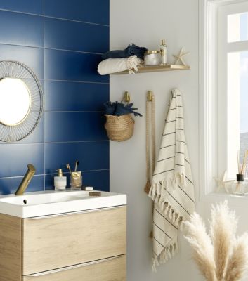 Carrelage mural bleu 20 x 60 cm Plain
