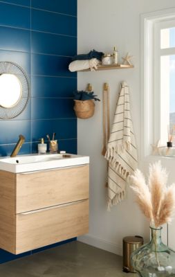 Carrelage mural bleu 20 x 60 cm Plain