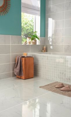 Carrelage mural effet marbre Elegance 20x60 cm blanc